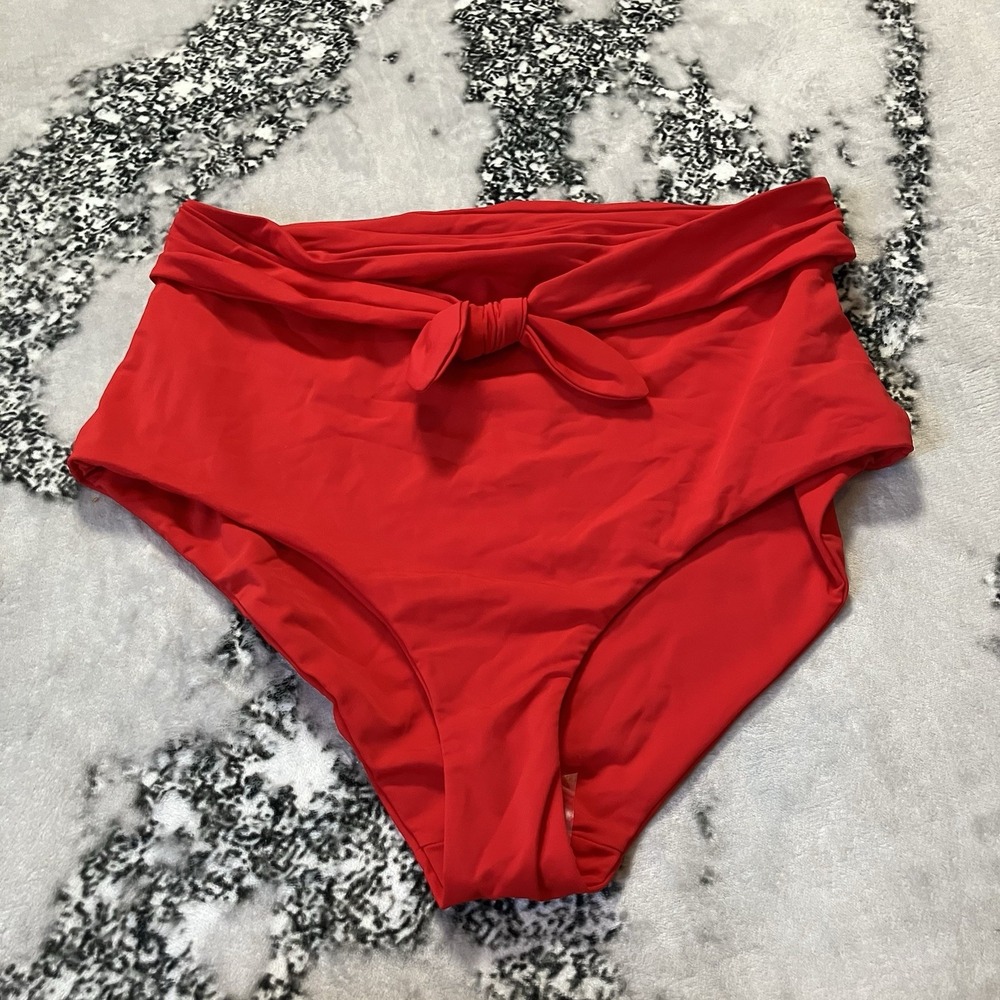 Mara Hoffman Swimwear Womens Size 3X Jay Red Coat Tie‎ Front High Waist